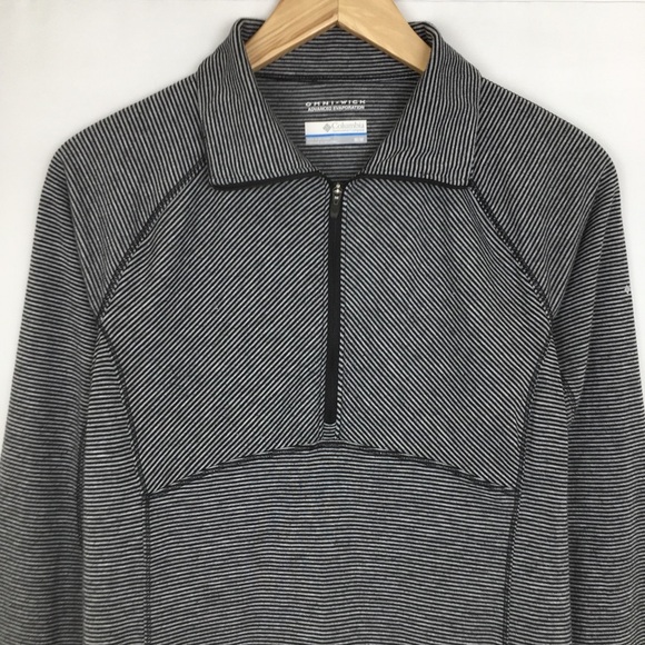 Columbia Women's Omni-Wick 1/4 Zip Pullover Top Shirt Grey Micro Stripe Size M - Picture 2 of 11